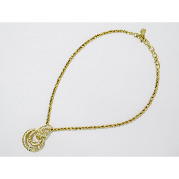Christian Dior Metal With Crystals Vintage Collar Necklace Gold